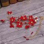 Bridal Red flower headpiece Hair tiara