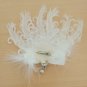Bridal white dance bow veil feather Fascinator net Hair clip