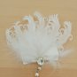 Bridal white dance bow veil feather Fascinator net Hair clip