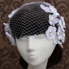 Bridal white dance flower Fascinator Prom dance rhinestone lace Headpiece BA244
