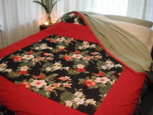 Exotic Red Hibiscus Quilt