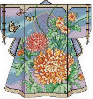 Buuterfly Flower Ribbons Kimono