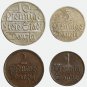 Set of 4 Coins Free City of Danzig 10, 5, 2 & 1 Pfennige, VF–XF