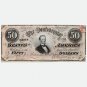 1864 Confederate State of America $ 50 Dollars Currency Banknote, AU-UNC