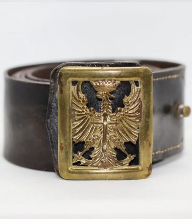 Vintage  Authentic 1943 Spanish Army Leather Belt with Buckle