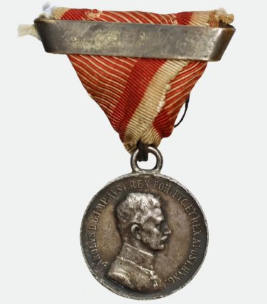 Austro-Hungarian Silver Bravery Medal Karl I &acirc;�� Original WWI Military Award