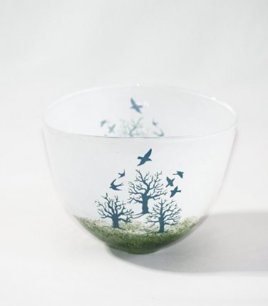 Kjell Engman "October" Series Kosta Boda Swedish Glass Bowl Scandinavian Design