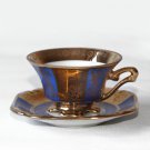 Vintage Luiz XV Cold Blue Pocelain Bone China Cup with Saucer