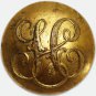Antique Gilded Livery Button with Ornate Monogram Design