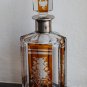 Art Deco Bohemian Orange Crystal Glass Decanter carafe with a silver neck