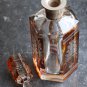 Art Deco Bohemian Orange Crystal Glass Decanter carafe with a silver neck