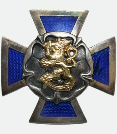 Finland Army Reserve Officer School Cross Badge &acirc;�� Silver-Plated, Enamel