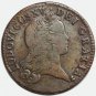 Rare 1720 France copper coin 1 Sol - Reims (S), Louis XV - VF