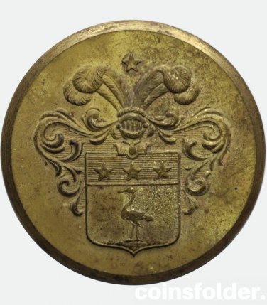 Antique Livery Brass Button with the family coat of arms of Peyron