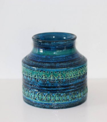 Vintage Pottery Bitossi Rimini Blu Aldo Londi Italian Studio Blue Ceramics Vase