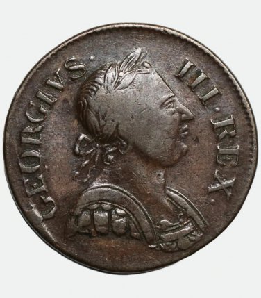 1775 UK GB United Kingdom Great Britain coin Half Penny, VF &acirc;�� George III