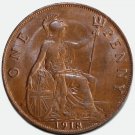 XF 1918 One Penny, Ghosting, Great Britain United Kingdom GB UK coin – George V