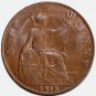 XF 1918 One Penny, Ghosting, Great Britain United Kingdom GB UK coin – George V