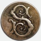 Antique Silver Plated Livery Button with Ornate “S” Monogram, 26 mm