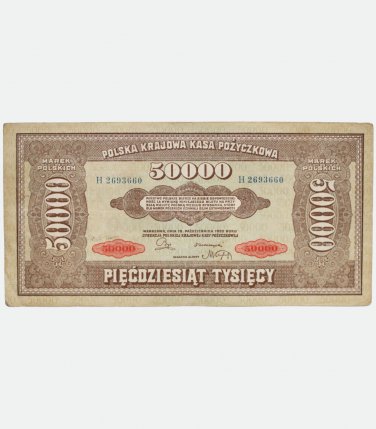 50 000 Marek 1922, XF-VF Poland banknote, bill, bon, paper money