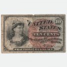 1863 USA 10 Cents Fractional Currency dollar bill banknote – 4th series, VF