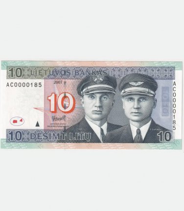 2007 Lithuania Banknote 10 Litu Litas Litai &acirc;�� AC0000185, Very Low Series, UNC
