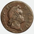 1770 France 1 Sol Montpellier Mint Louis XV Copper Coin VF