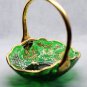 Antique Italian Emerald Green Glass Basket with Gilded Ornaments