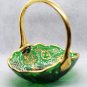 Antique Italian Emerald Green Glass Basket with Gilded Ornaments