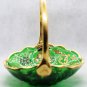 Antique Italian Emerald Green Glass Basket with Gilded Ornaments