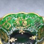 Antique Italian Emerald Green Glass Basket with Gilded Ornaments