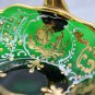 Antique Italian Emerald Green Glass Basket with Gilded Ornaments