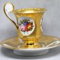 Antique France Paris Porcelain Bone China Cup and Saucer Gilded Lion Handle XIXc