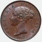 UK Great Britain coin Overdate 1853 (3 over 2) Half Penny – Victoria, XF-AU