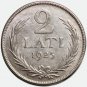 XF 1925 Latvia silver coin 2 Lati Coin