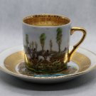 Vintage C.P. Limoges Porcelain China Cup and Saucer Hand Painted Hunting Scene Vintage C.P. Limoges Porcelain China Cup and Saucer Hand Painted Hunting Scene