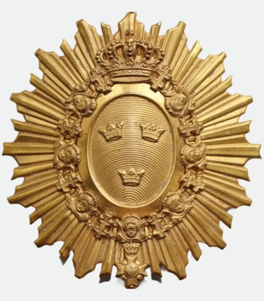 Swedish Military Artillery Shako Plate, Cap Cockade, Hat Badge M/1880