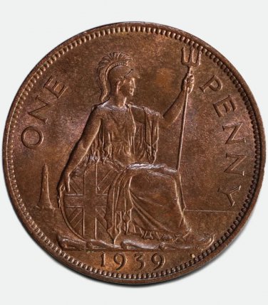 BU 1939 One Penny Great Britain United Kingdom GB UK coin &acirc;�� George VI