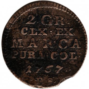 1767 POLAND, 2 GROSSUS GROSCHEN GROSZY FS SILVER COIN - STANISLAUS AUGUSTUS