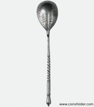 Antique Russian sterling silver teaspoon late 19th #2