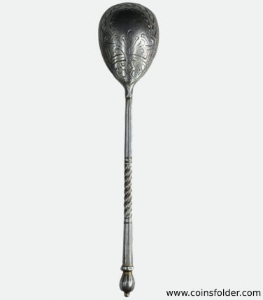 Antique Russian sterling silver teaspoon late 19th #3