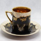 Vintage Japanese SAJI Bone China Black, Gold flower decoration Cup and Saucer Vintage Japanese SAJI Bone China Black, Gold flower decoration Cup and Saucer