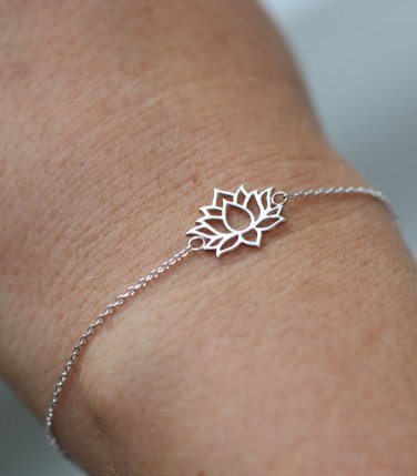 Sterling Silver Lotus Flower Hand or Anklet Bracelet