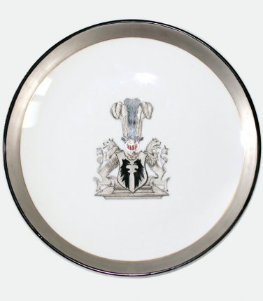 Antique 1906 Germany Porcelai Plate Dish with the family coat of arms of von Pla