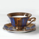 Vintage Luiz XV Gold Blue Pocelain Bone China Cup with Saucer