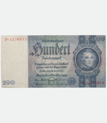 100 Reichsmark 1935, Germany banknote, bill Reichsbanknote