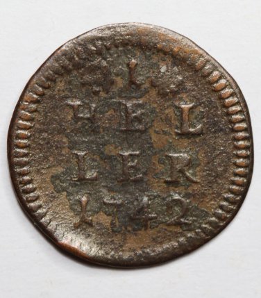 German State BRANDENBURG-BAYREUTH coin &acirc;�� 1 Heller, 1742