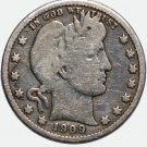 US 1909 Barber Quarter Dollar Silver 25 Cent Coin Philadelphia United States