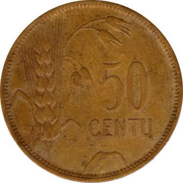 1925 LITHUANIA COIN, 50 CENTU, 1/2 LITAS