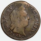 1770 France 1 Sol Montpellier Mint Louis XVI Copper Coin F